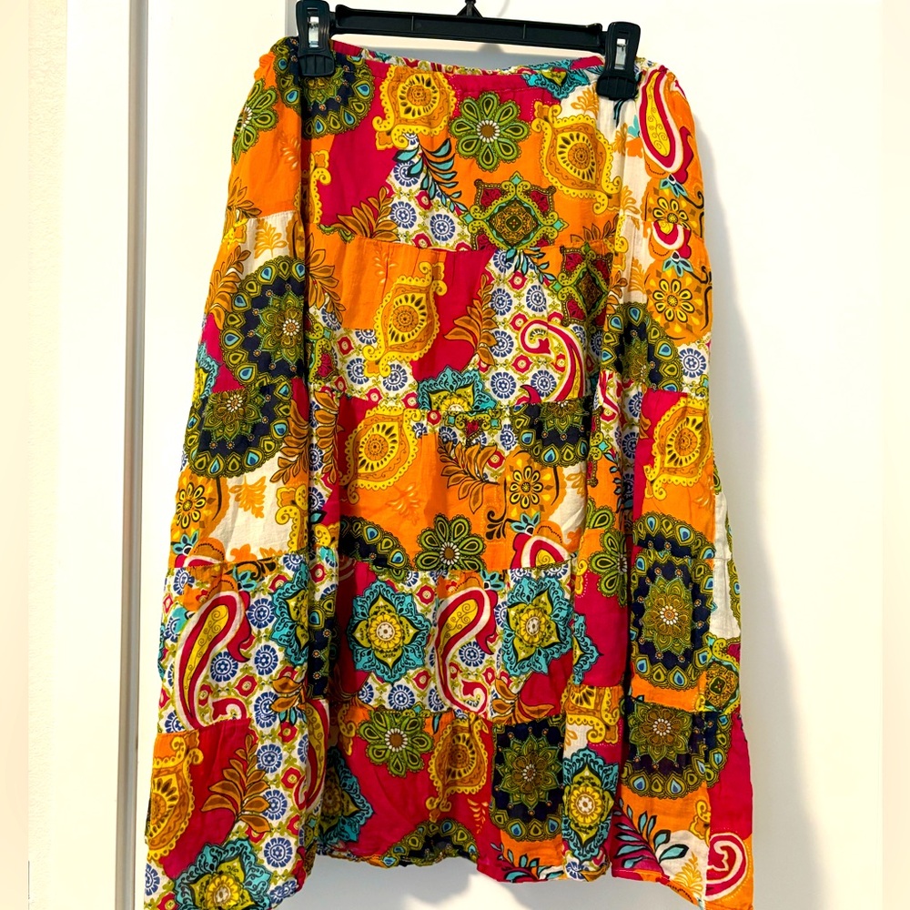 Paisley bright patterned skirt